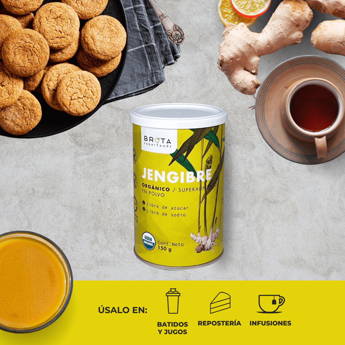 Pack Cúrcuma orgánica 220g + Jengibre orgánico 150g