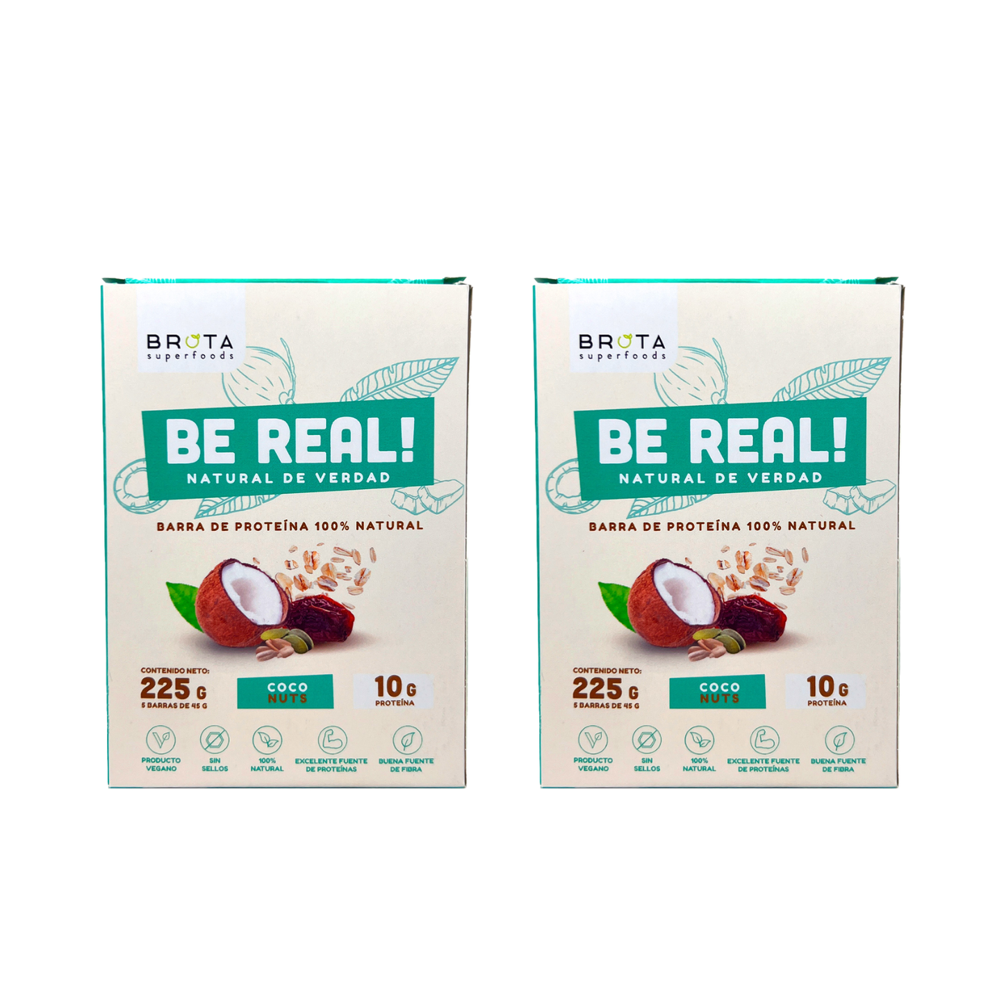 Pack 10 Barritas de Proteína Be Real Coco Nuts 50 g (2 Cajas x 5 unidades)
