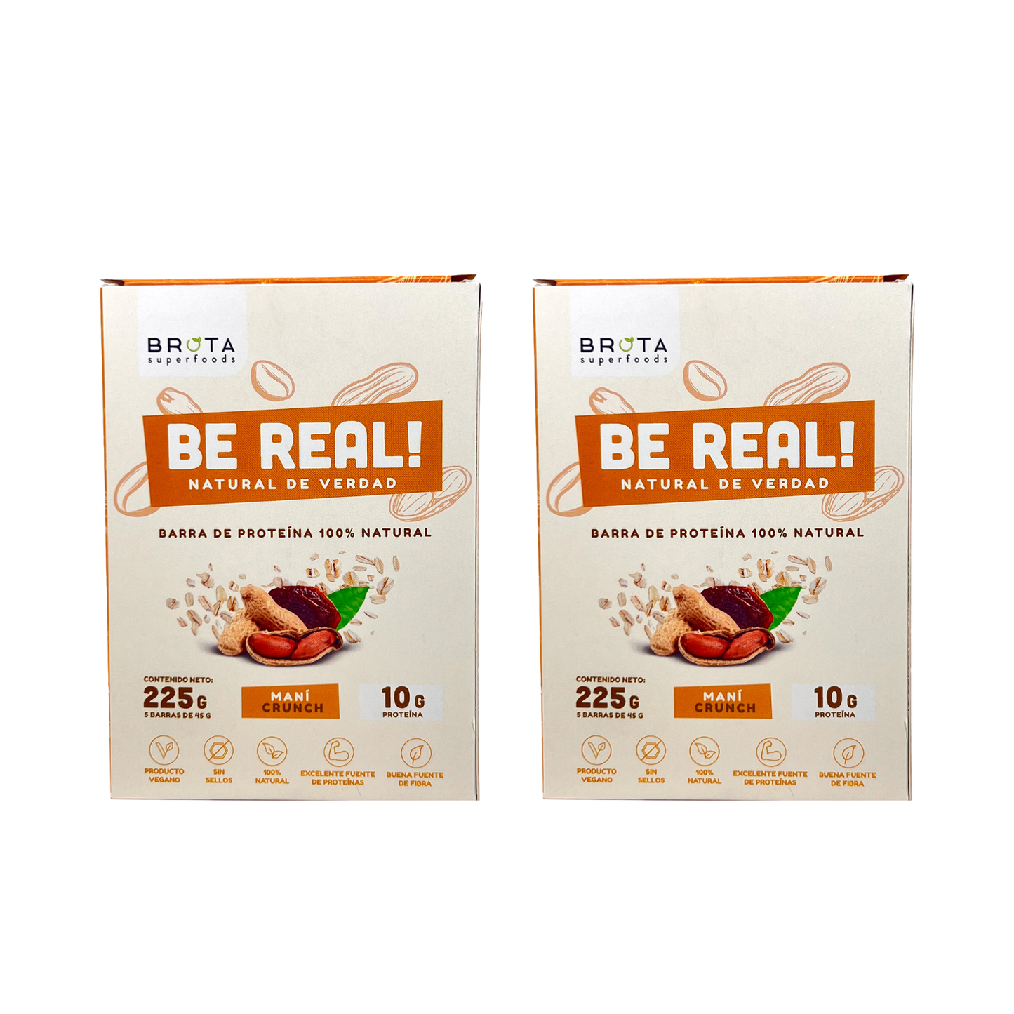 Pack 10 Barritas de Proteína Be Real Maní Crunch 50 g (2 Cajas x 5 unidades)