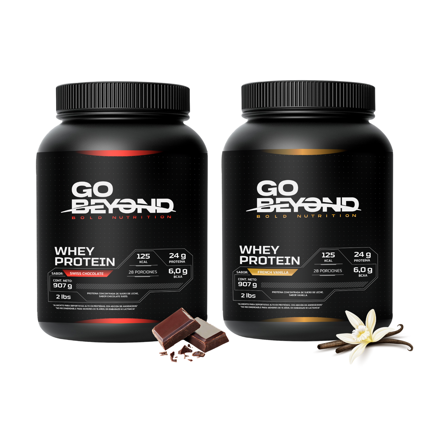 Pack 2 Whey Protein 907 g Sabores: Swiss Chocolate - French Vanilla