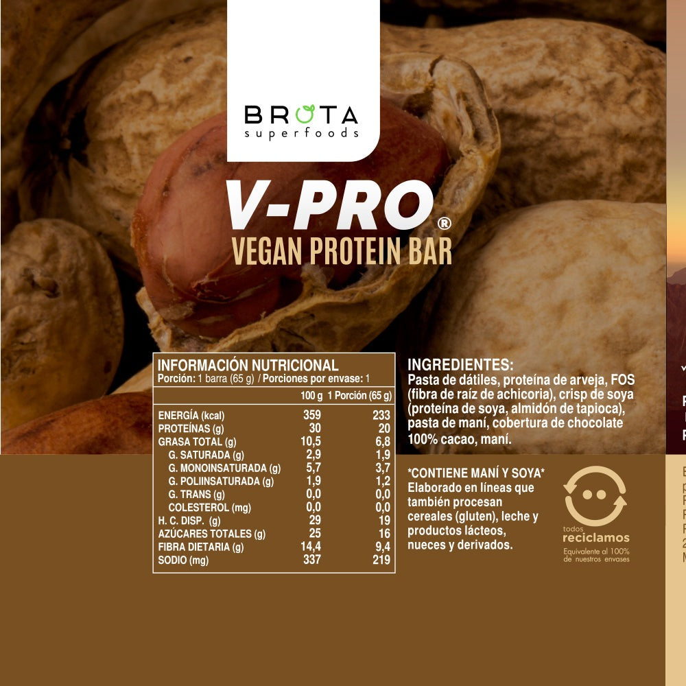 Barrita de proteína vegana Cacao & Peanut 65 g Brota