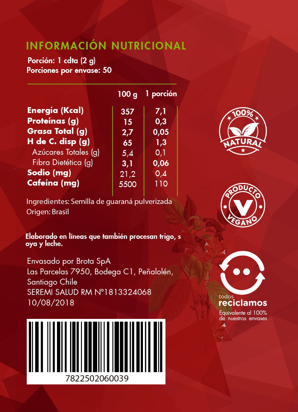 Guaraná en Polvo Energy 100 g