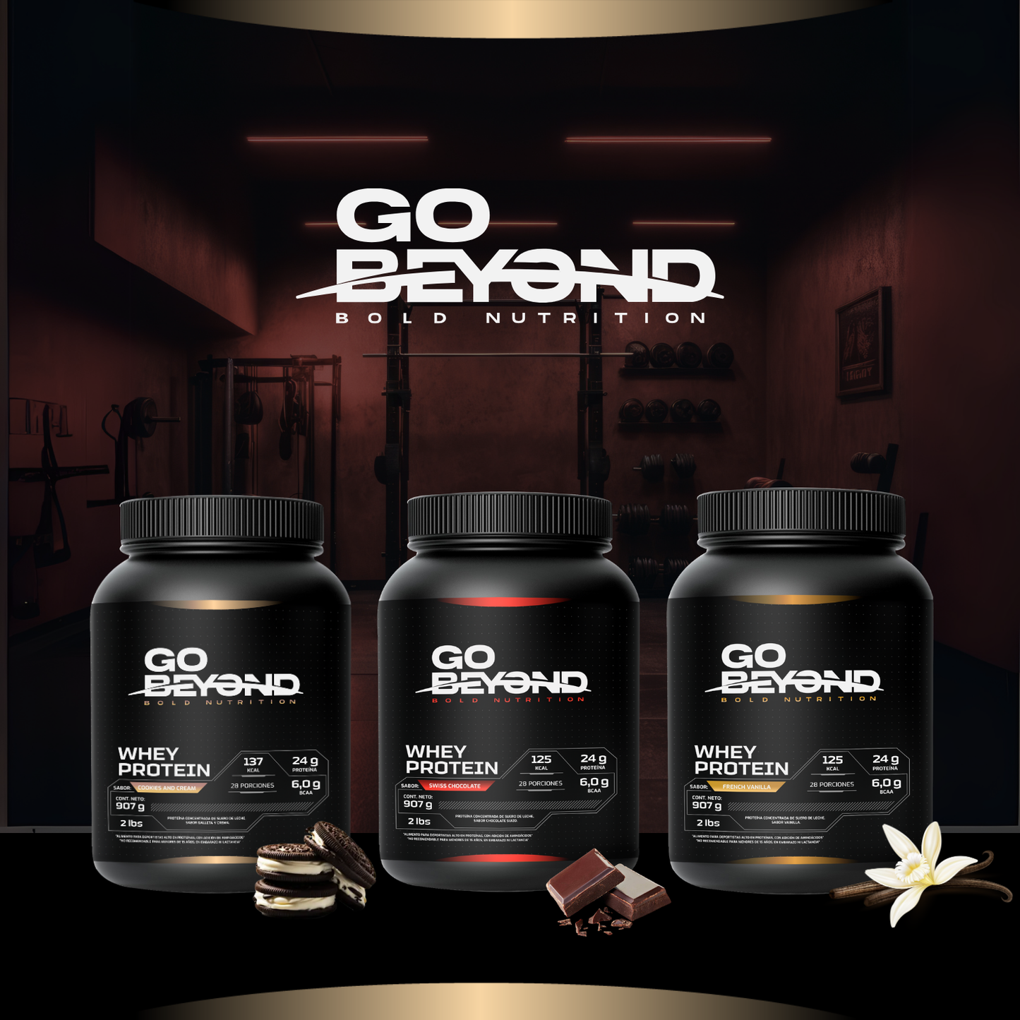 Pack 2 Whey Protein 907 g Sabores: French Vanilla - Cookies & Cream