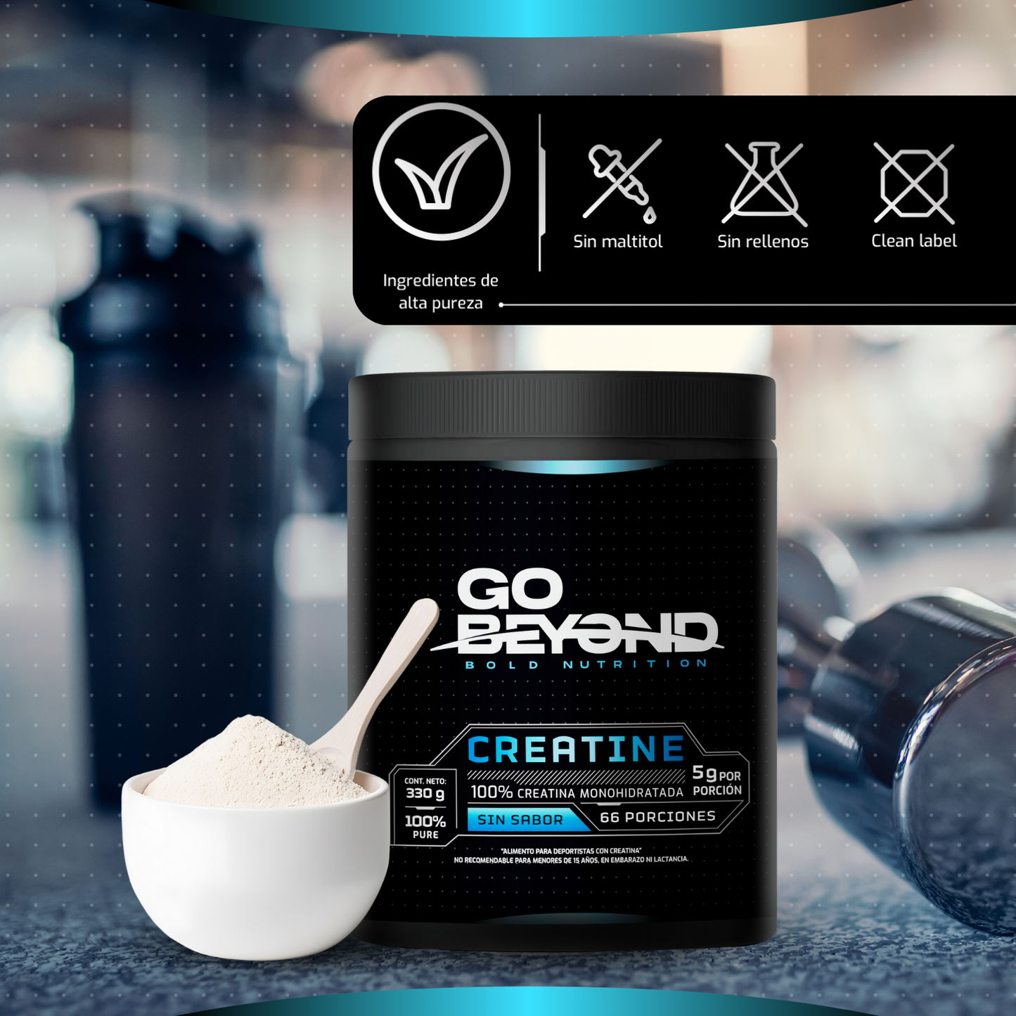 Creatina Monohidratada 100% Pura 300 g Go Beyond