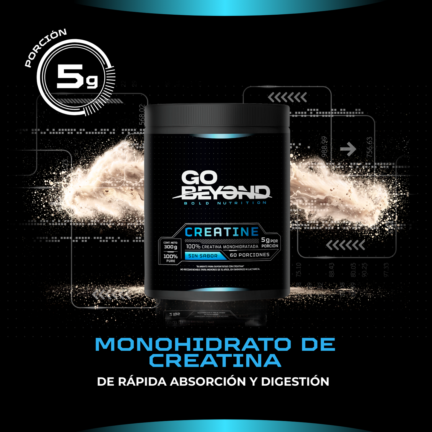 Creatina Monohidratada 100% Pura 300 g Go Beyond