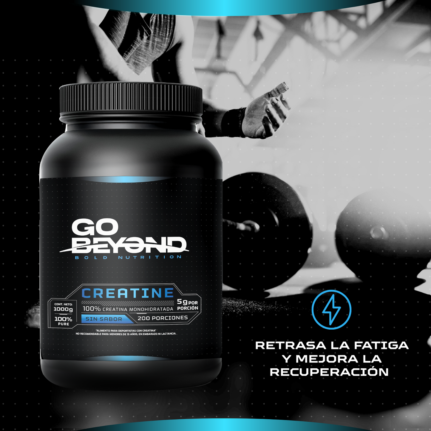 Creatina Monohidratada 1 Kg Sin Sabor – Go Beyond | 200 Servicios (5g Por Porción)