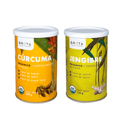 Pack Cúrcuma orgánica 220g + Jengibre orgánico 150g