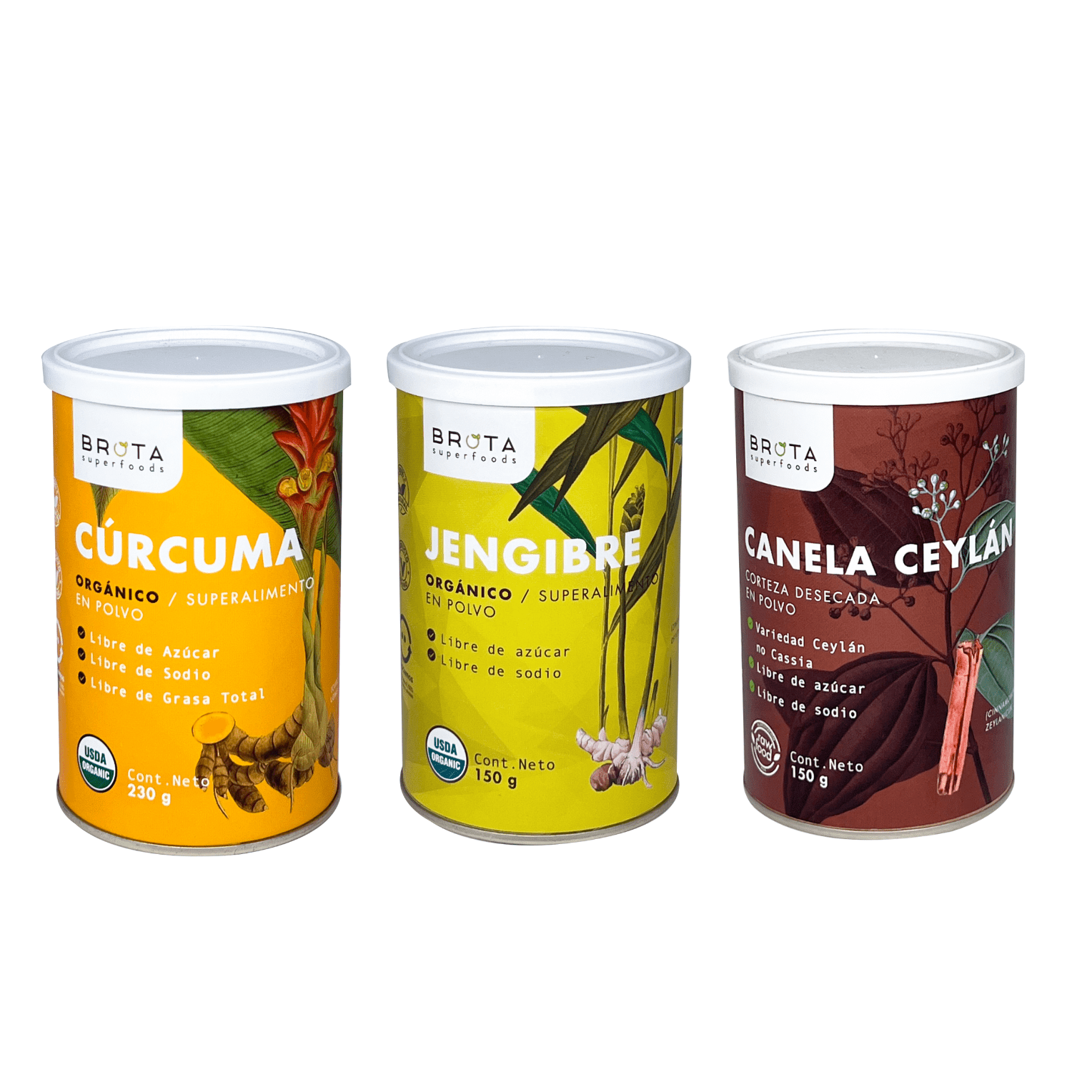 Pack Especias Ancestrales: Cúrcuma - Jengibre - Canela Ceylán
