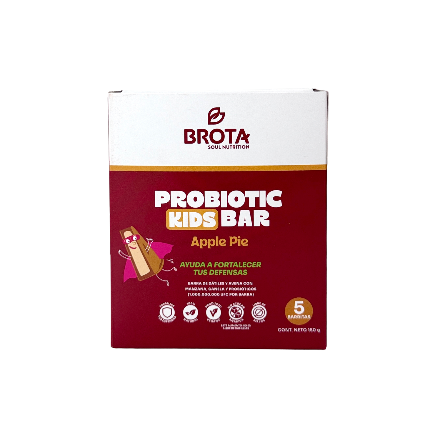 Caja de 5 Barritas con Probióticos Probiotic Kids Bar sabor Apple Pie
