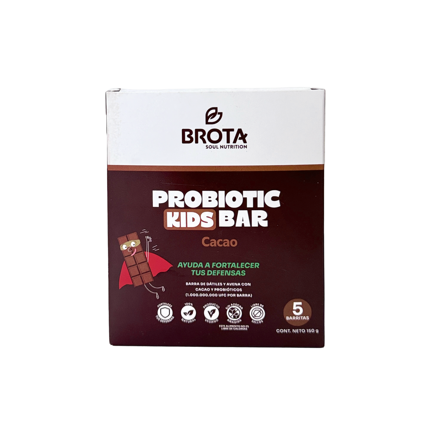 Caja 5 Barritas con Probióticos Probiotic Kids Bar sabor Cacao Quinoa