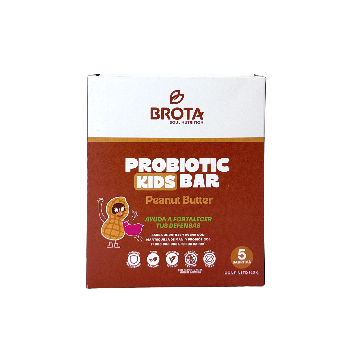 Caja 5 Barritas con Probióticos Probiotic Kids Bar sabor Peanut Butter