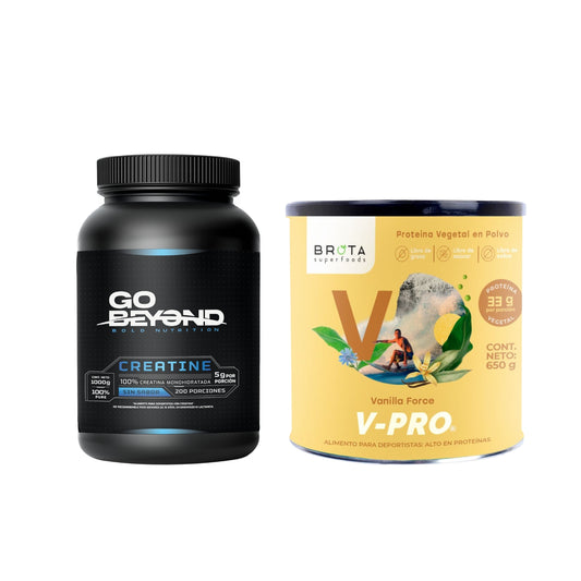 Pack Fuerza & Recuperación: Proteína Vegana V-Pro Vanilla Force 650g + Creatina Monohidratada 1kg
