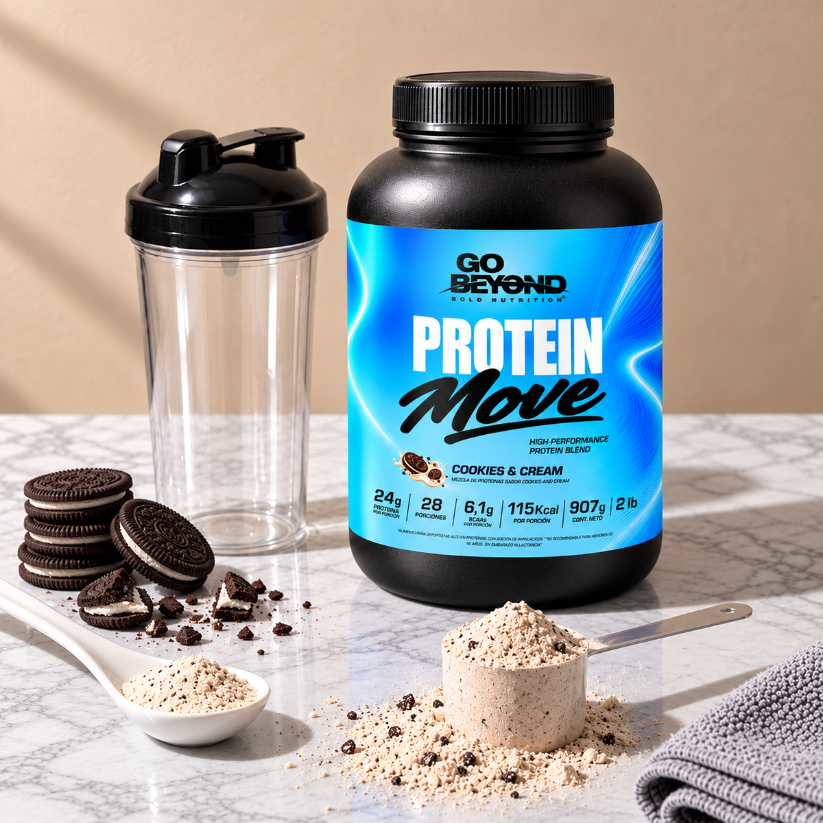 Brota - Go Beyond - Protein Move Cookies and Cream - 907 G - En Polvo