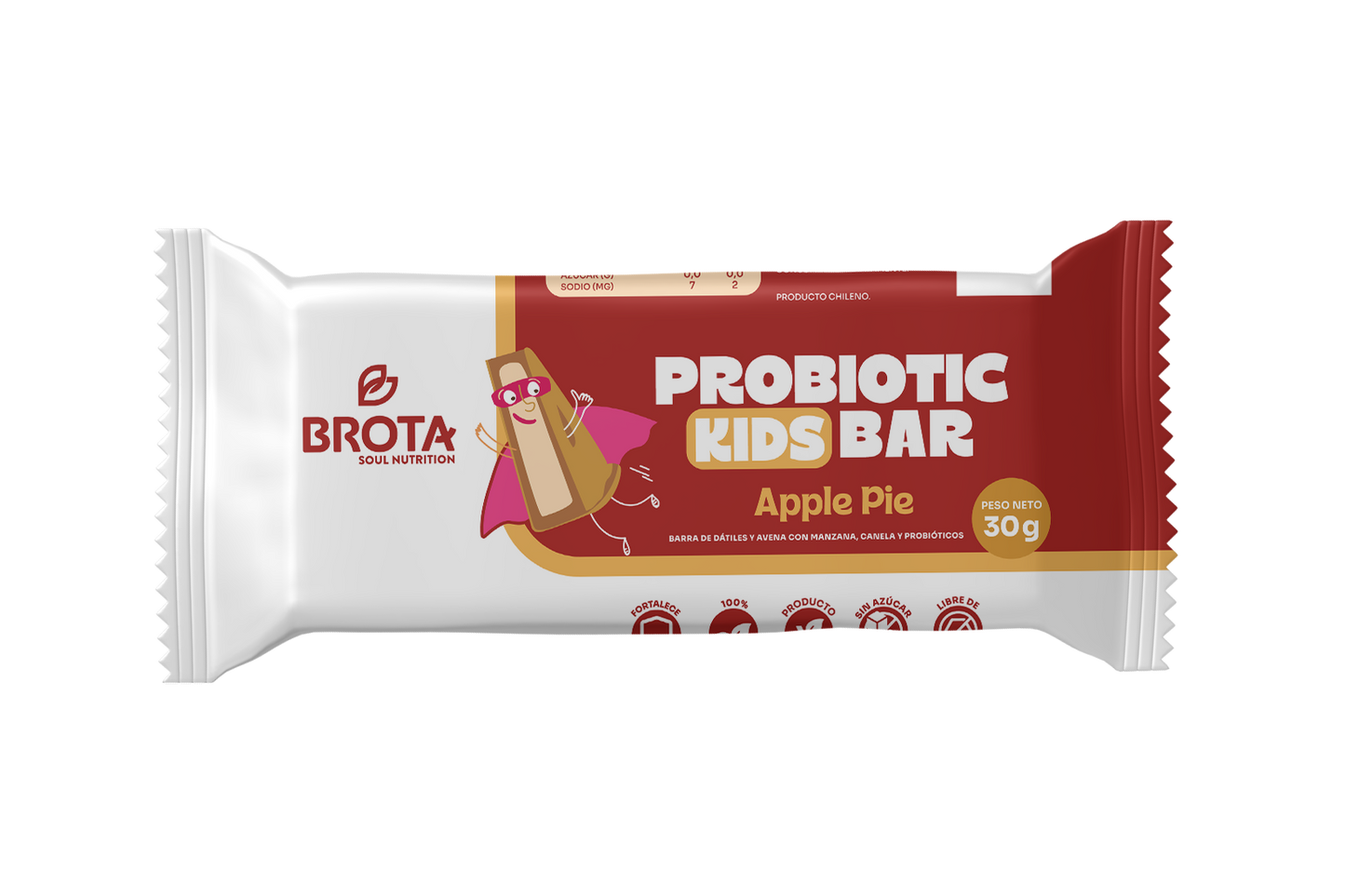 Caja de 5 Barritas con Probióticos Probiotic Kids Bar sabor Apple Pie