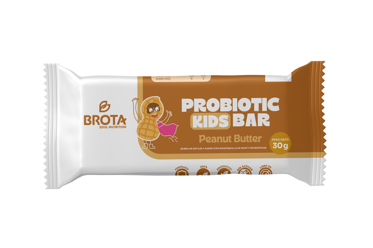 Caja 5 Barritas con Probióticos Probiotic Kids Bar sabor Peanut Butter