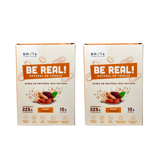 Pack 10 Barritas de Proteína Be Real Maní Crunch 50 g (2 Cajas x 5 unidades)