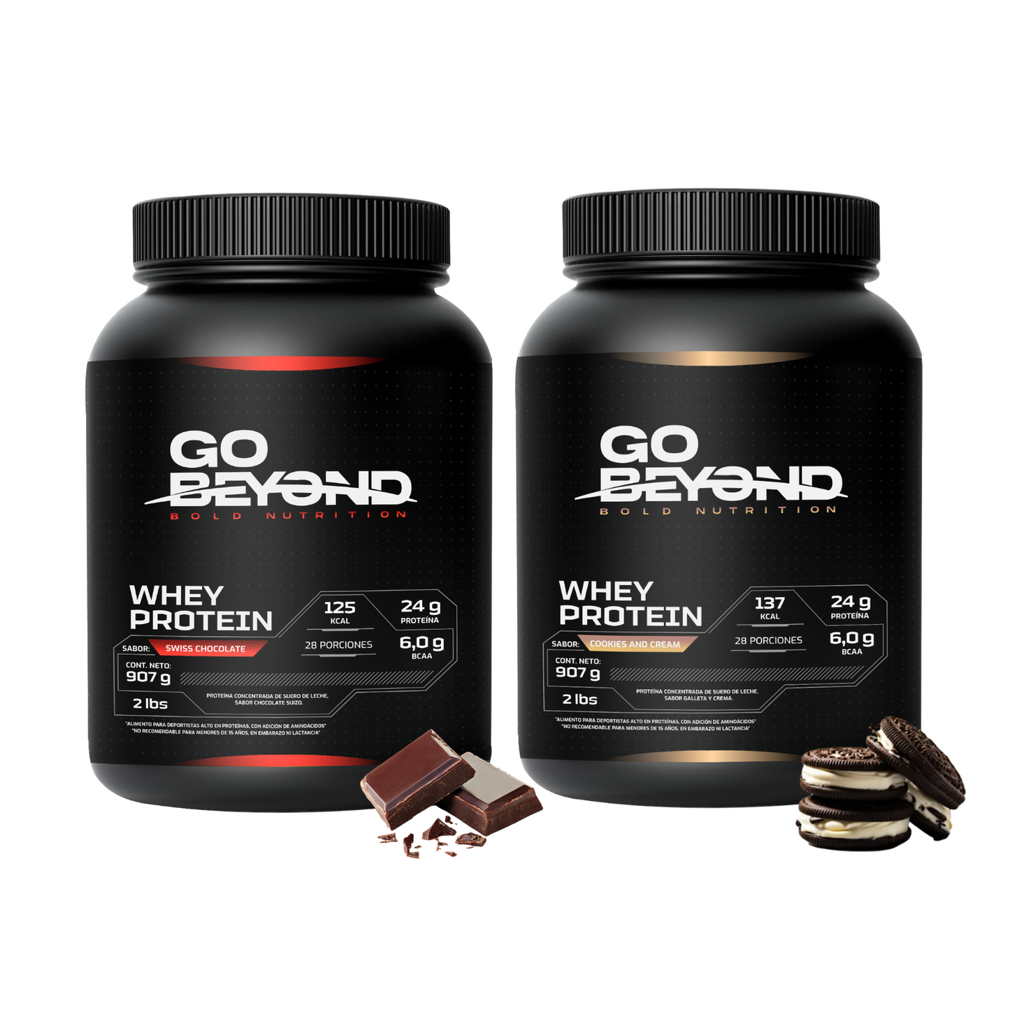 Pack 2 Whey Protein 907 g Sabores: Swiss Chocolate - Cookies & Cream