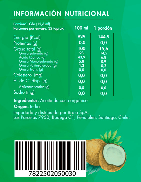 Aceite de Coco Orgánico Extra Virgen 500 ml