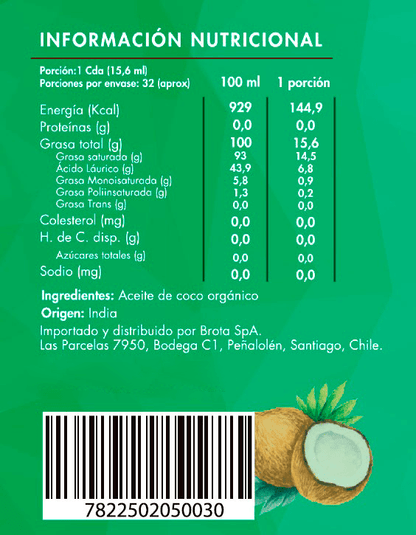 Aceite de Coco Orgánico Extra Virgen 500 ml
