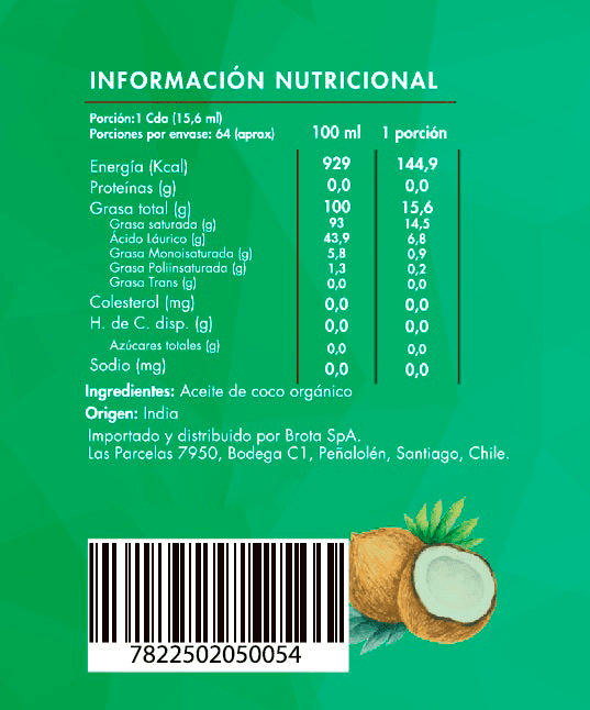 Aceite de Coco Orgánico Extra Virgen 1 lt