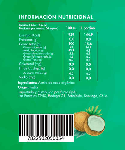 Aceite de Coco Orgánico Extra Virgen 1 lt