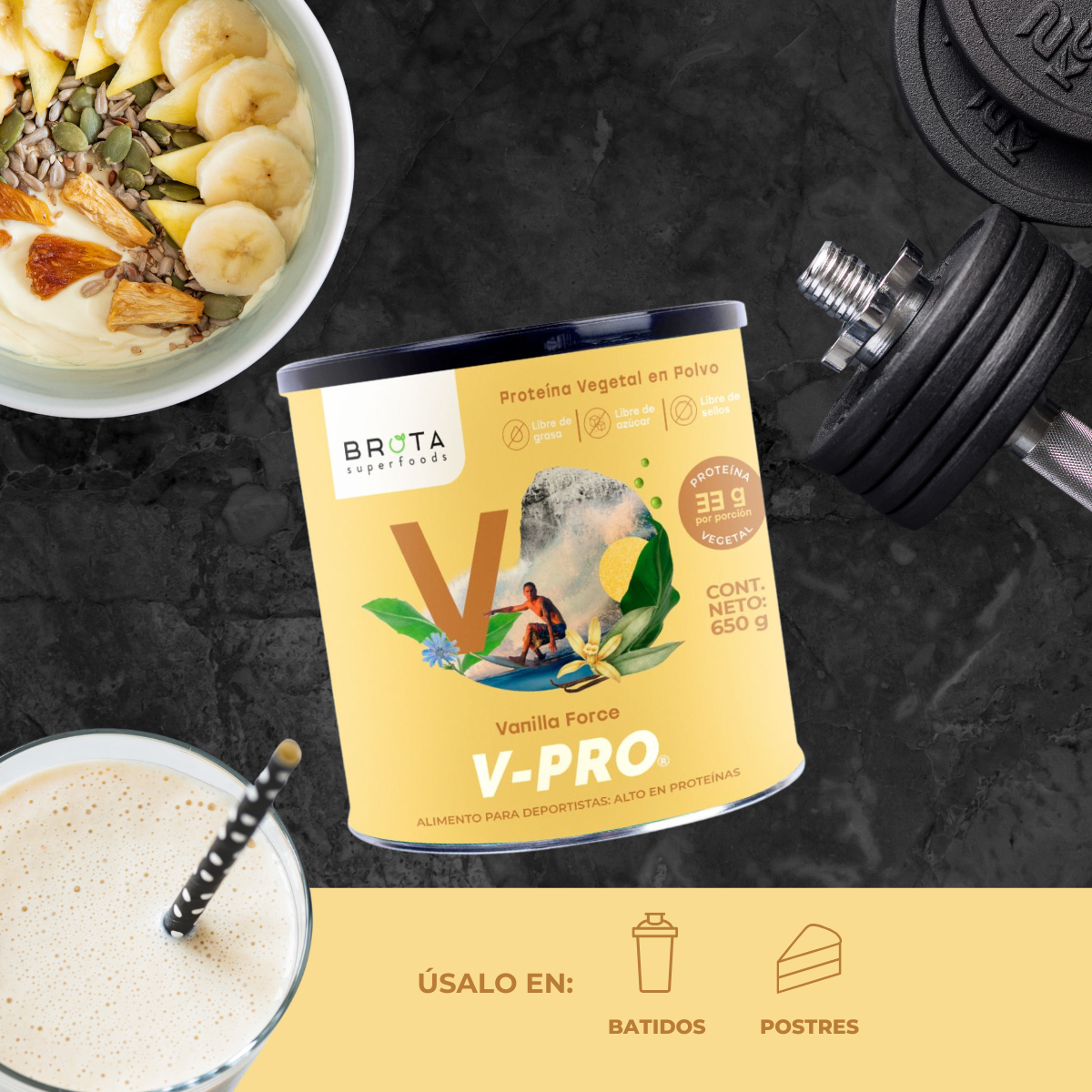 Vpro Pack Pack 2 Proteína Vegetal V-Pro Vanilla Force 650g 33g Proteína Con BCAA ...