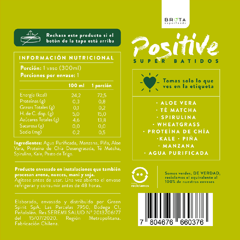 6+6 Pack Positive SuperBatido Detox+ Energy 300 ml