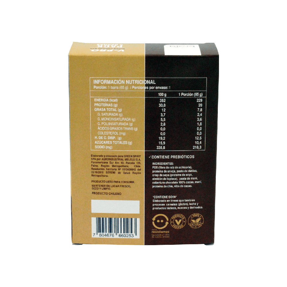 Caja 5 barritas V-PRO Cacao & Peanut 325g