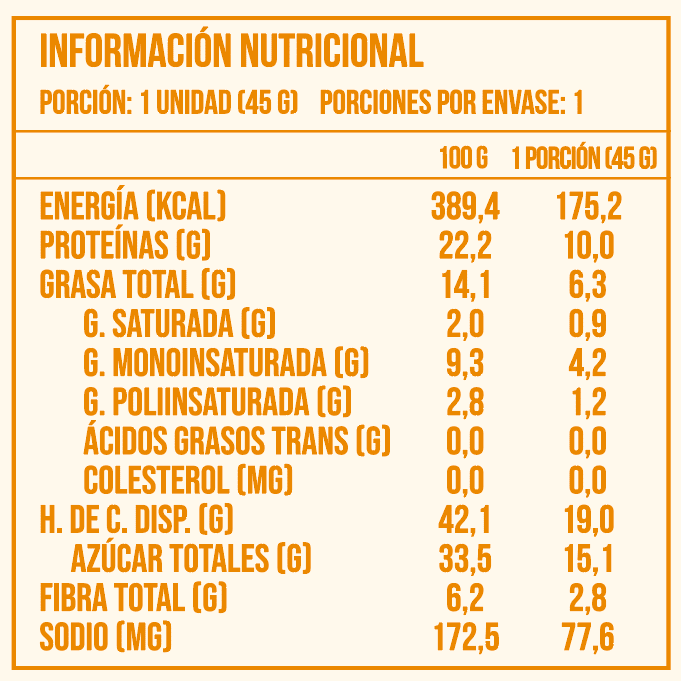 Barrita de proteína BE REAL Maní Crunch 45 g !