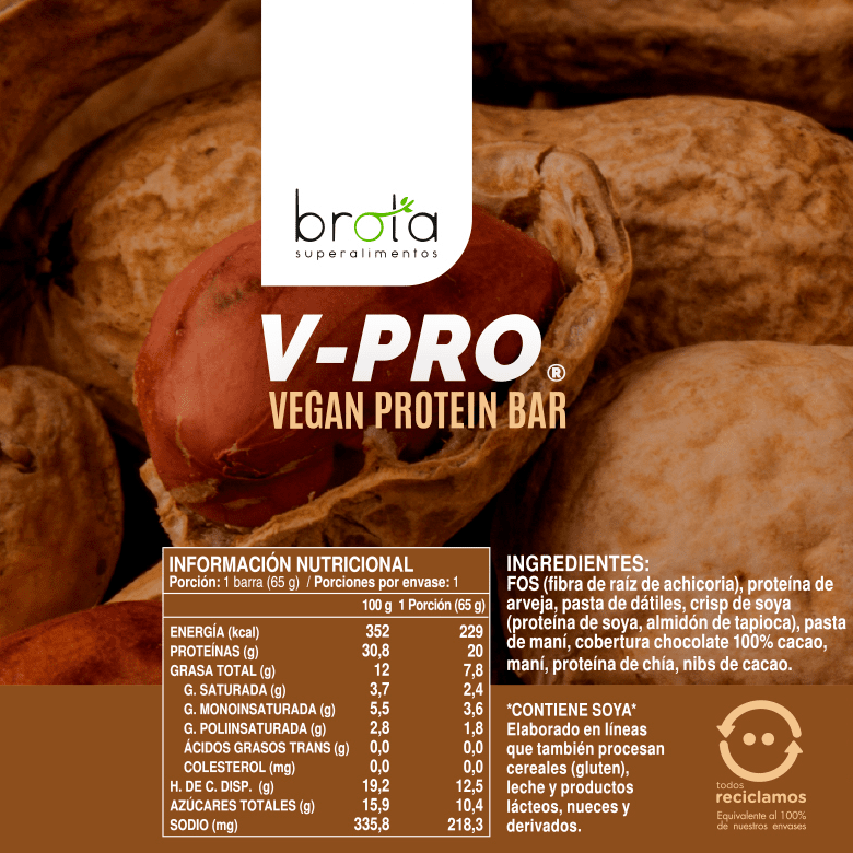 Barrita de proteína vegana Cacao & Peanut 65 g Brota