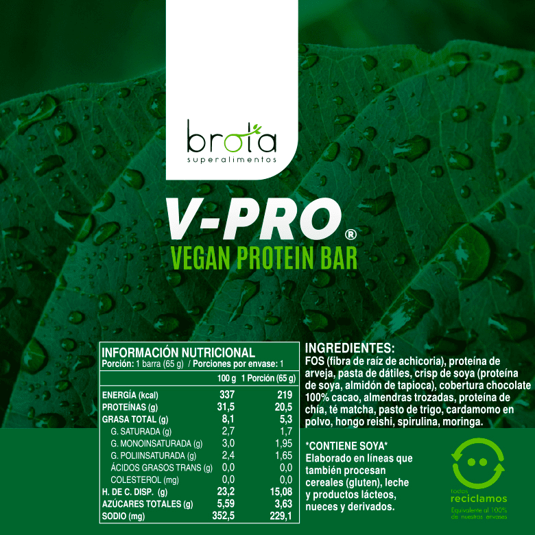 Barrita de proteína vegana Matcha & Greens 65 g Brota