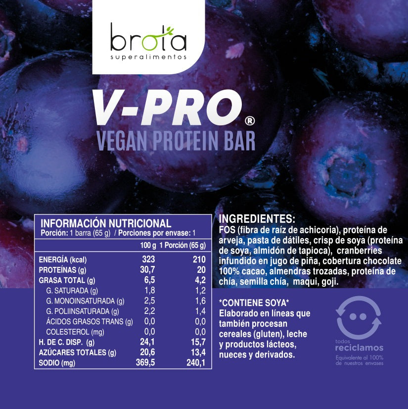 Caja de 12 barritas de proteína veganas Patagonian Berries 65 g Brota