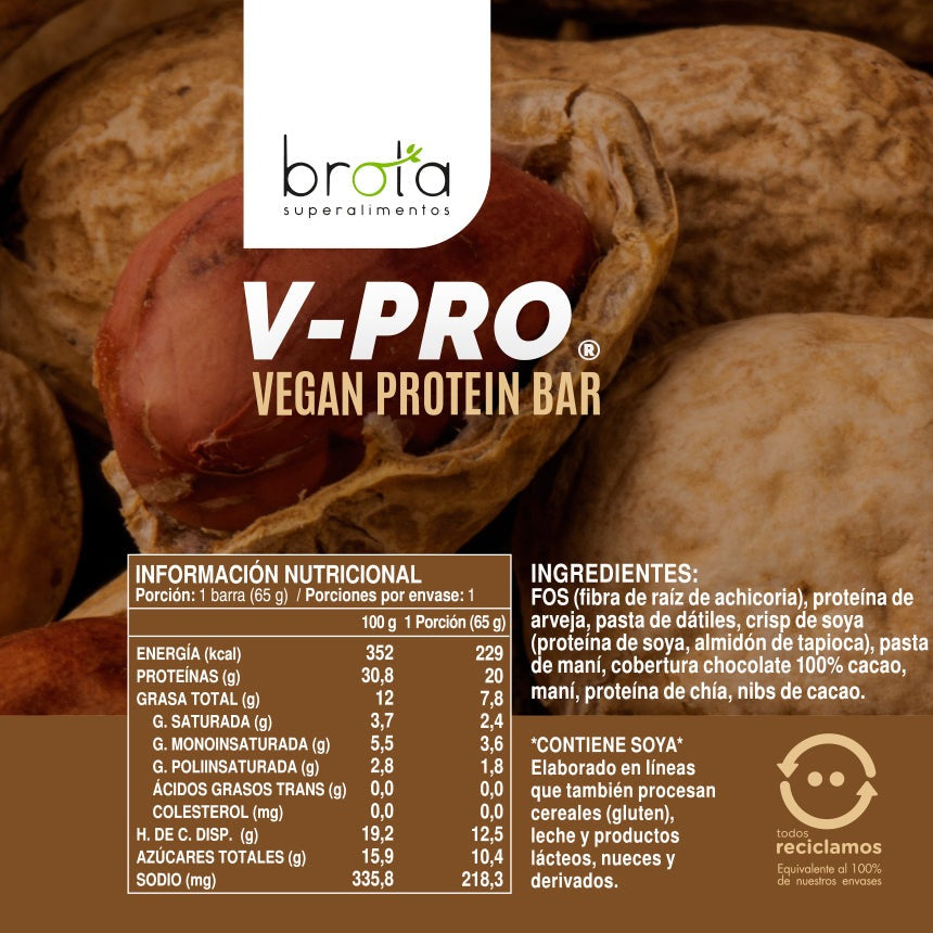 Caja 12 barritas de proteína veganas Cacao & Peanut 65 g Brota