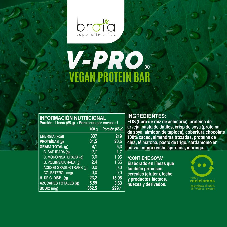 Caja 12 barritas de proteína veganas Matcha & Greens 65 g Brota