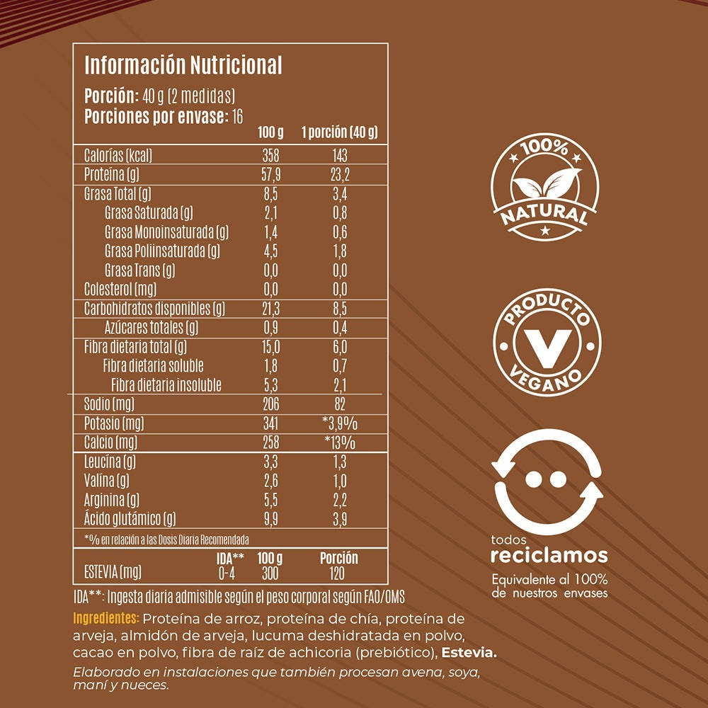 Proteína en polvo vegana V-Pro Cacao Fuel 650 g